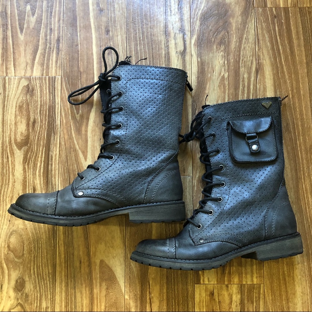 Roxy Mid-calf Black Combat Boots